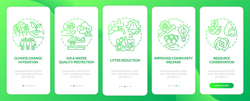 生物可降解的废物减少登陆手机应用页面屏幕的概念