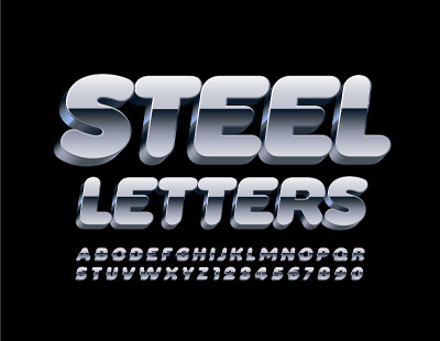 矢量3D钢字母和数字