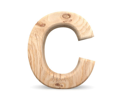 3D装饰木字母，大写字母C