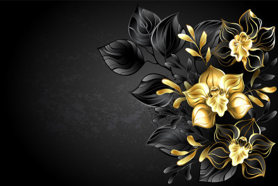 Black background with black orchid