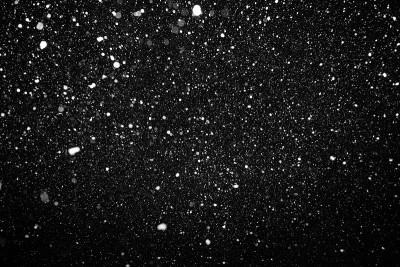 大雪在夜空的黑色背景上飞舞