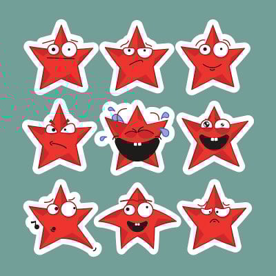 Emoji星星图标。Emoji贴纸