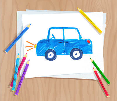 illustration of child drawing of car