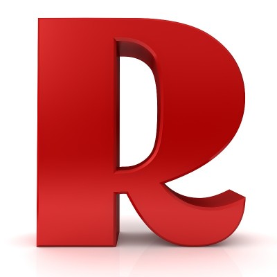 字母r 3d红色标志渲染图形孤立