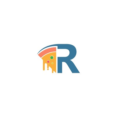 字母R与比萨图标标志向量