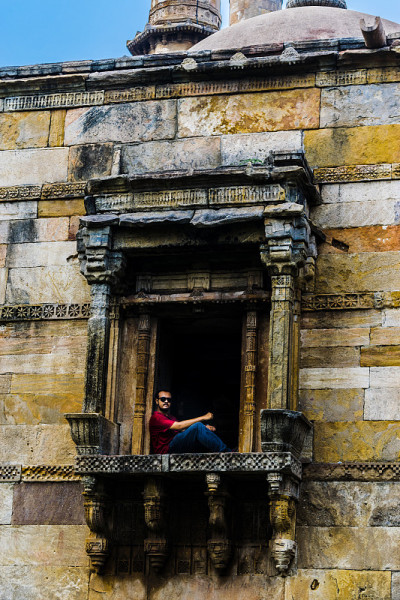 Champaner，传统清真寺的人