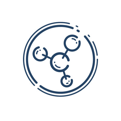 分子矢量线性图标，科学化学物理线艺术符号。