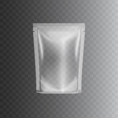 清晰密封的塑料袋包装，逼真的3d模型