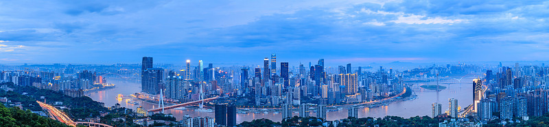 日落城市天际线全景在重庆
