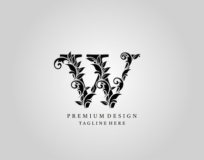 经典纹章W字母标志设计。