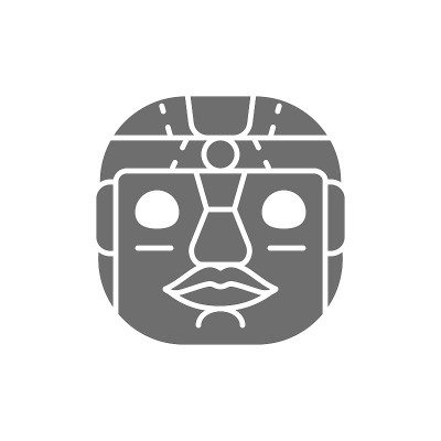 种族部落面具，玛雅人，阿兹特克灰色图标。