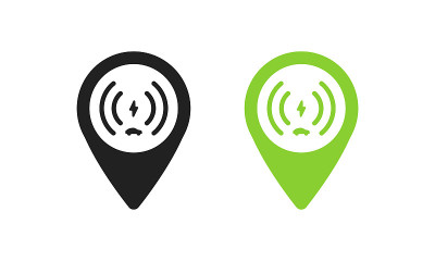 汽车电站图标。车辆能源动力，绿色标志在矢量平坦