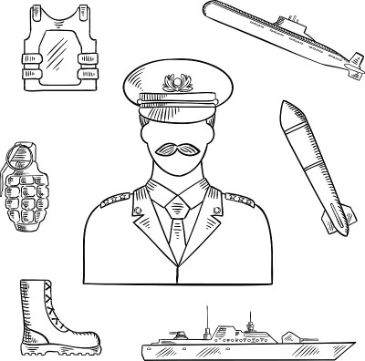 军人与军队符号素描图标
