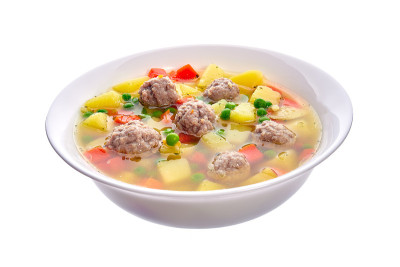 土豆汤里的青豆肉丸