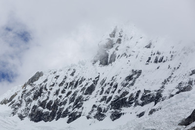 秘鲁的布兰卡山脉，白雪覆盖的山峰