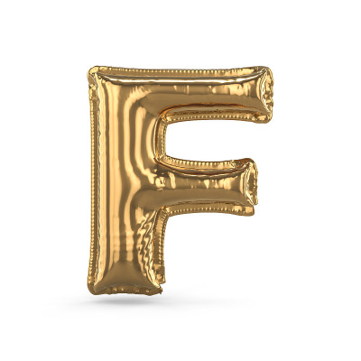 金字母F由充气气球制成孤立。3 d