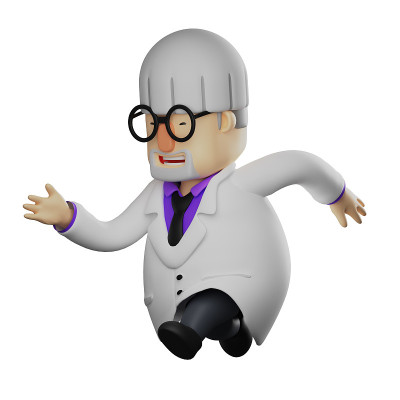 教授3D卡通画面走得很匆忙