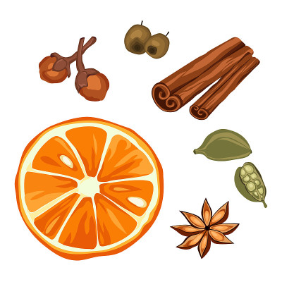 画流行的面包香料孤立在白色的背景。