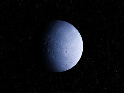 覆盖着陨石坑的巨大石头行星