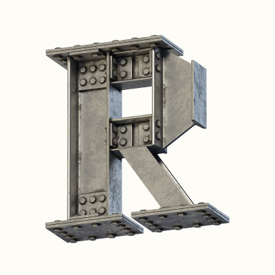 钢梁字体3d渲染字母R