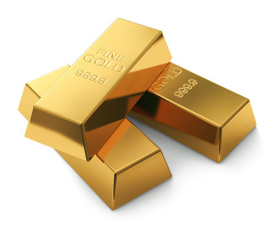 金条孤立在白色上
