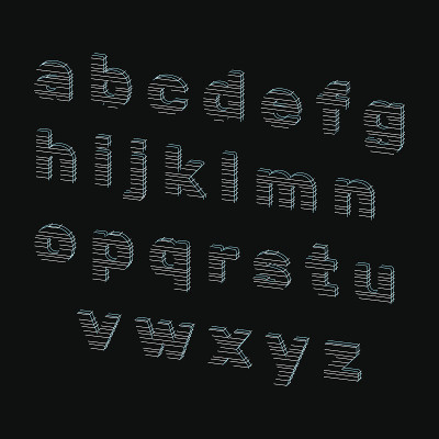 字母的行。矢量插图轮廓。四边形的观点。