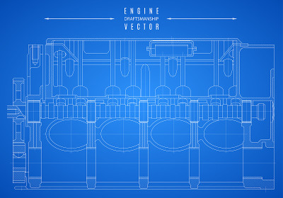 blueprint engine, project technical drawing on the
