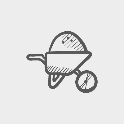 手推车满沙素描手绘涂鸦图标