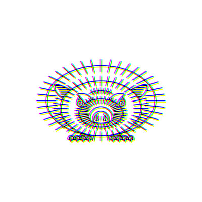 Glitch效果刺猬标志矢量动物插图