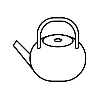茶壶图标。野营锅。厨房用具、家庭用具、茶道用金属器具。矢量图