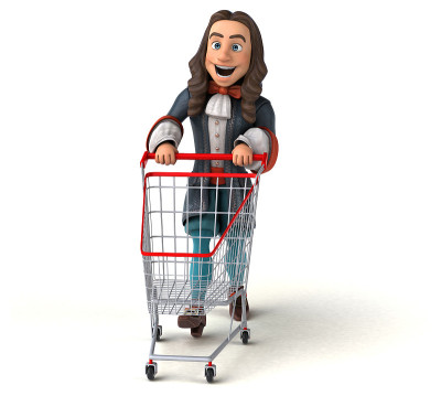 3D插图的卡通人在历史巴洛克服装