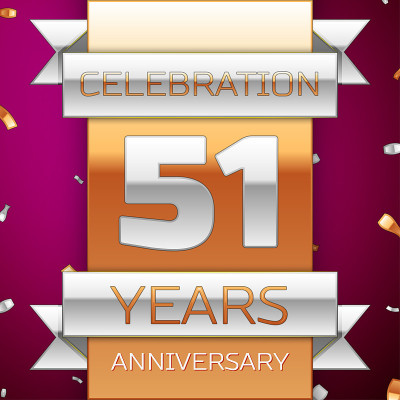 Realistic Fifty one 51 Years Anniversary Celebrati