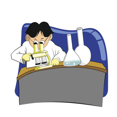 通过显微镜观察的科学家