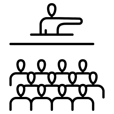 会上的发言人。老师讲解课文。办公室的领导。政的会议。站在讲台后面的那个人。矢量图标，轮廓，孤立。