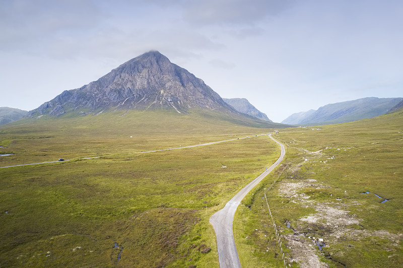 Buachaille Etive Mor苏格兰西部高地步道的鸟瞰图