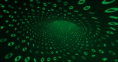 霓虹数字绿色双通道。无缝背景为网络、大数据、数据中心、数字事件。三维演示