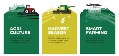 Set of vector banners with agriculture, harvest, s