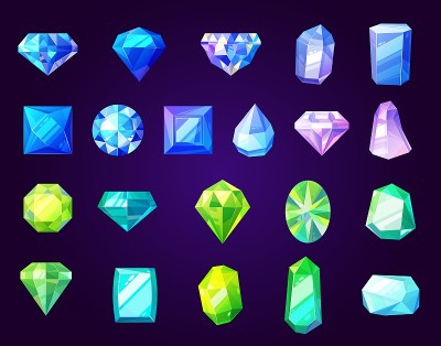 紫水晶，蓝宝石，绿宝石，宝石