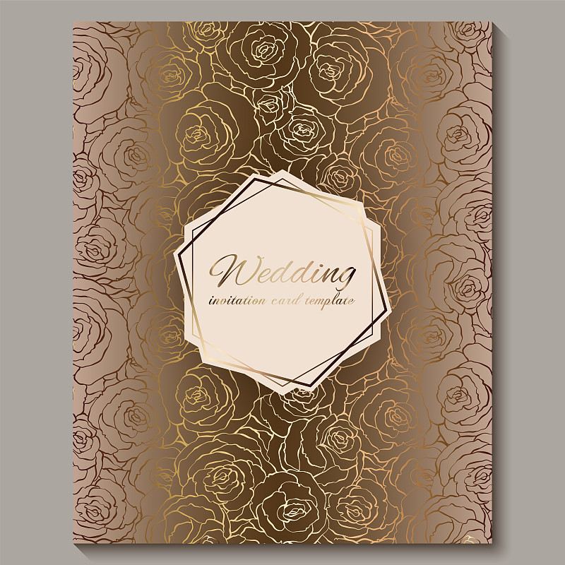 Luxury gold vintage wedding invitation, floral bac