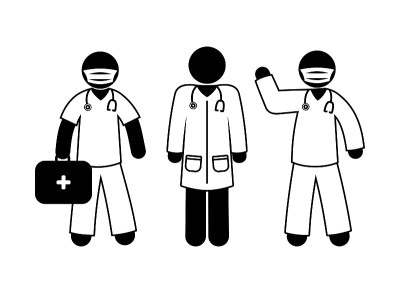 ambulance team, paramedics stick figure, isolated 