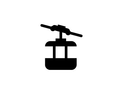 空中缆车矢量图标。隔离架空索道，缆道平坦，黑色符号-向量