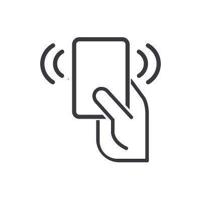 非接触式支付，信用卡和手按支付波标志。