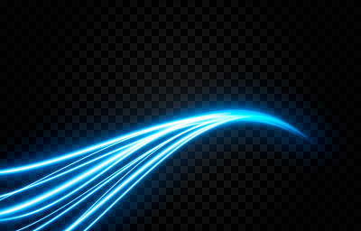 矢量发光光线。霓虹灯、电灯、灯光效果png。蓝线png，神奇的光芒，闪耀。