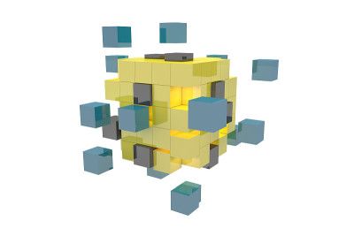 插图显示分解和结合的3D渲染
