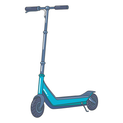 电动车矢量插图。电动城市个人交通工具。Scooter-sharing系统