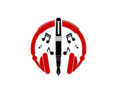 音乐耳机，笔筒和音乐笔记