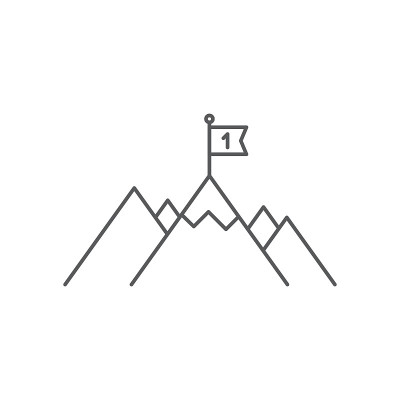 旗帜在山顶矢量图标孤立的白色背景
