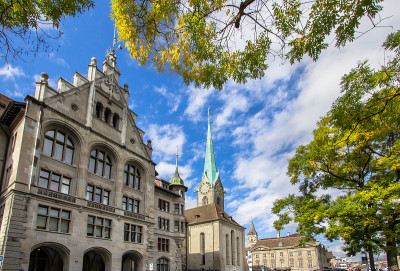 Fraumuenster大教堂和Stadthaus，苏黎世，瑞士