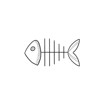 鱼骨架素描图标。