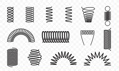 Spiral springs different shapes and types vector i
